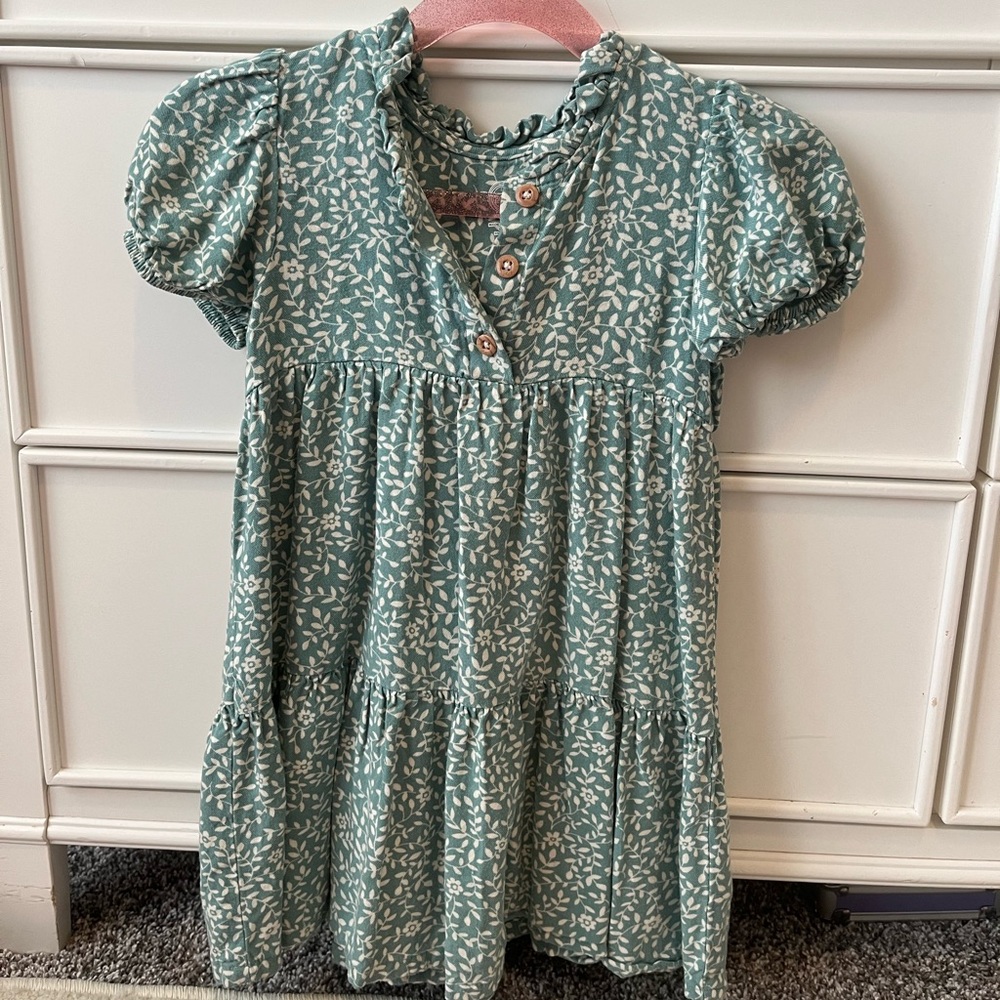 Floral Green Toddler Dress